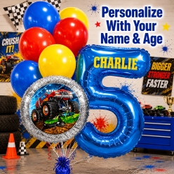 Monster Truck PERSONALIZED name & Age Balloon Bouquet